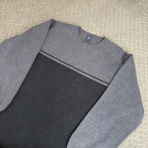 Gap Men's Grey and Black Colorblock‎ Sweater XL